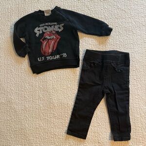 Rolling Stones Baby Sweatshirt & Pants Set Black outfit